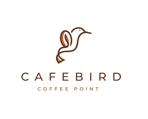 Logotipo de pájaro con diseño de símbolo de café.