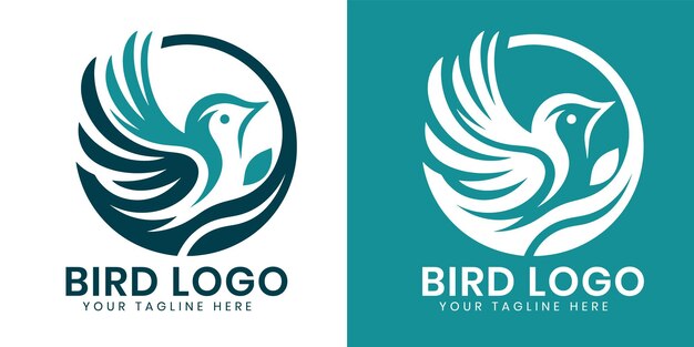 un logotipo para un pájaro en un fondo azul