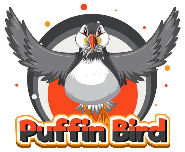 Logotipo de pájaro frailecillo con carácter de cartón