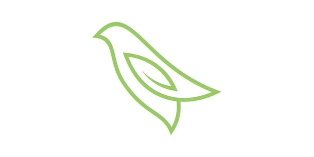 Logotipo de pájaro y hoja diseño de logotipo minimalista plantilla diseño del logotipo esquema