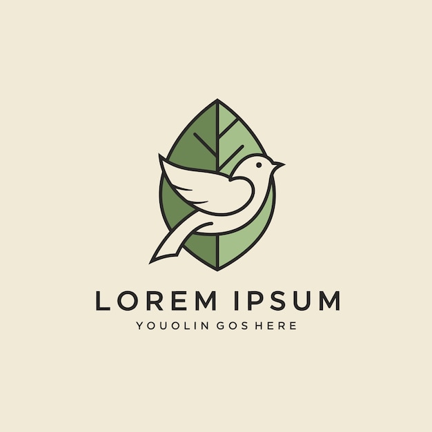 El logotipo del pájaro y la hoja