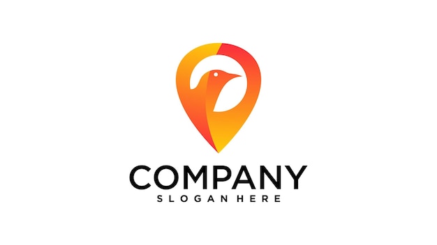 logotipo de pájaro con mapa pin