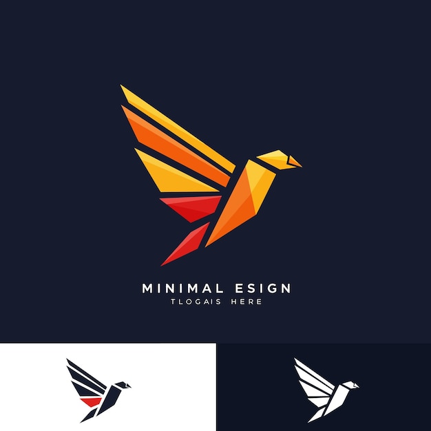 El logotipo del pájaro origami minimalista