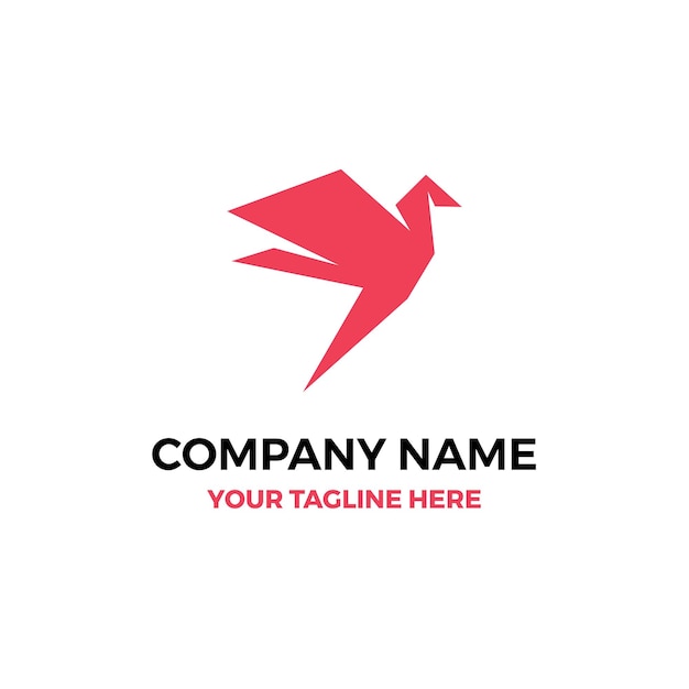 El logotipo del pájaro de papel origami plano