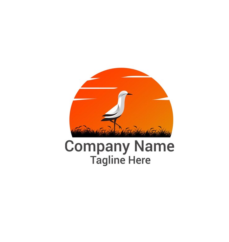 Logotipo de pájaro con puesta de sol y logotipo excepcional