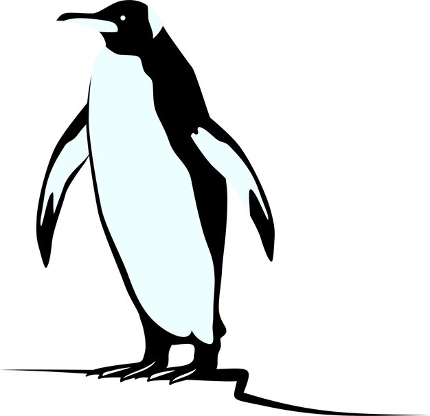 El logotipo del pájaro salvaje del pingüino de la Antártida en estilo gráfico de dibujo de silueta
