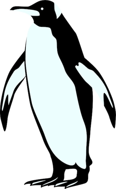 El logotipo del pájaro salvaje del pingüino de la Antártida en estilo gráfico de dibujo de silueta
