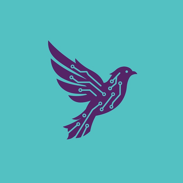 Logotipo de pájaro tecnológico