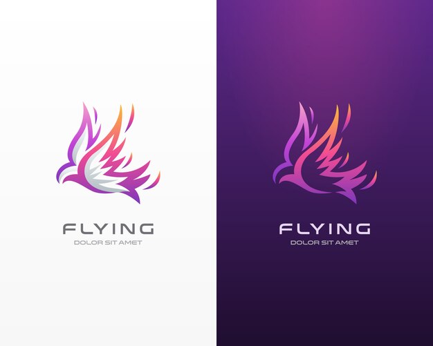 Logotipo de pájaro volador abstracto.