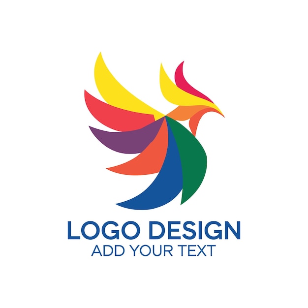 El logotipo de un pájaro volador colorido