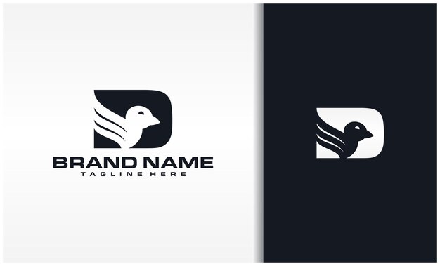 Logotipo de pájaro volador de letra D