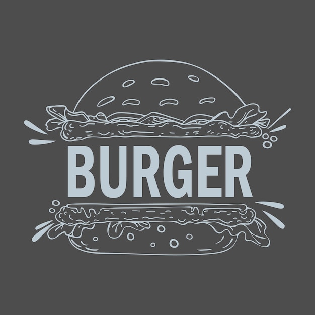 Logotipo palabra BURGER estilizada como comida rápida - Vector