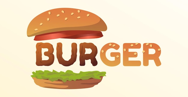 Logotipo palabra burger estilizada como comida rápida - vector