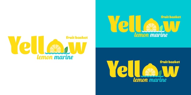 Logotipo con la palabra elementos de diseño de limón amarillo ondas de limón diseño para cantinas de café restaurante