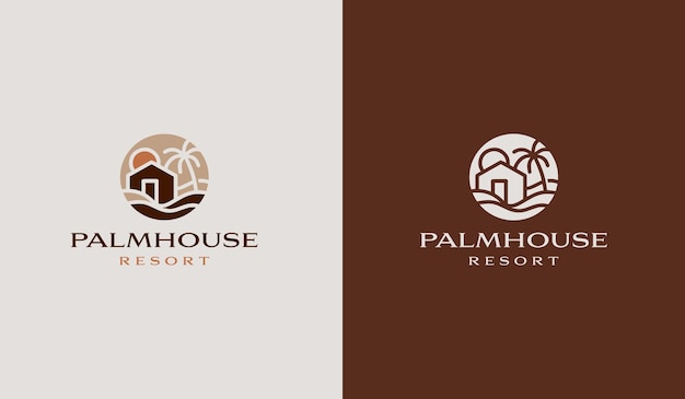 Logotipo de Palm House Resort y una palmera