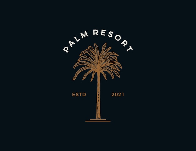 Logotipo de palm resort estilo vintage