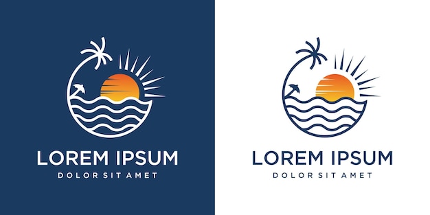 logotipo de la palma de playa símbolo de verano en estilo de línea
