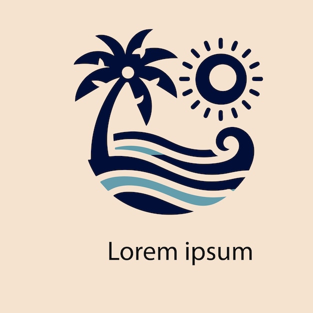 un logotipo de una palmera y el sol
