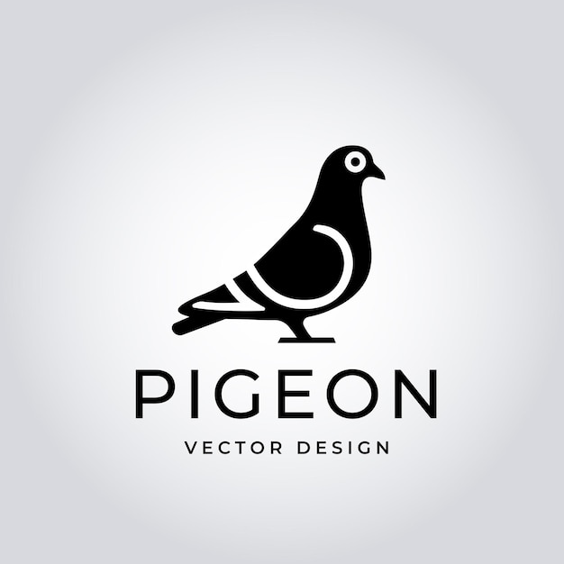 Logotipo de paloma negra Vector arte de línea minimalista Diseño de pájaros Emblema de animales urbanos elegantes para B moderno