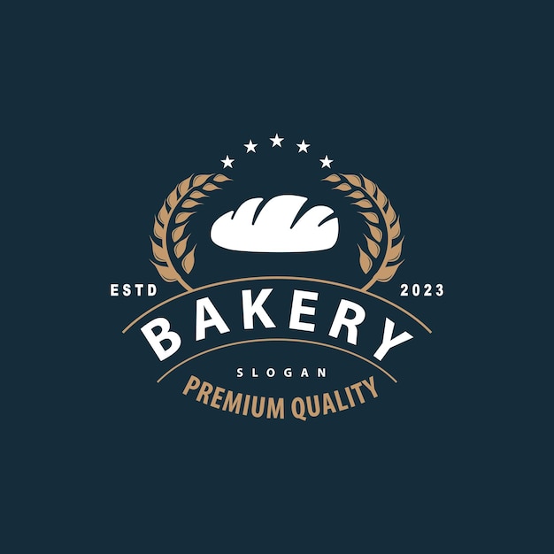Vector logotipo de pan estilo retro vintage de panadería diseño vectorial pan de trigo ilustración sencilla de tremplet