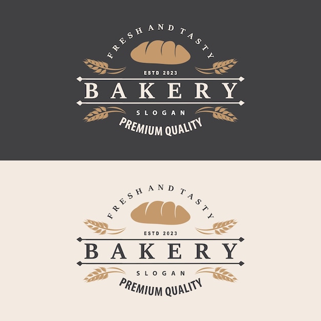El logotipo del pan Old Retro Vintage Style Diseño de la panadería Vector Pan de trigo Ilustración simple de Tremplet