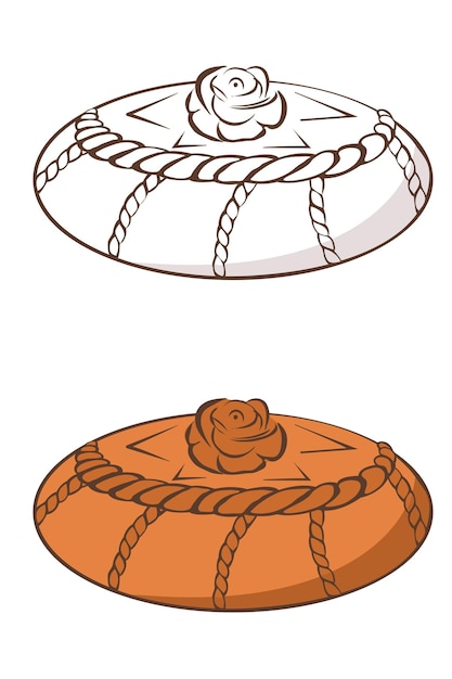 Logotipo para un pan de panadería o confitería con una rosa en la parte superior en una versión sólida y de color