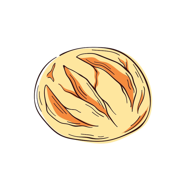 Vector logotipo de pan redondo en estilo de arte de línea diseño plano para el menú de panadería ilustración vectorial aislada en un