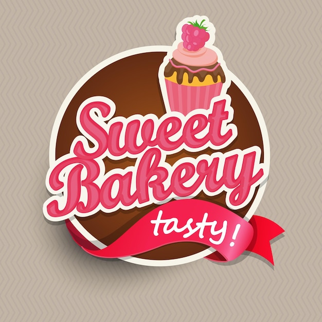 Vector logotipo de la panadería dulce y el banner de chocolate