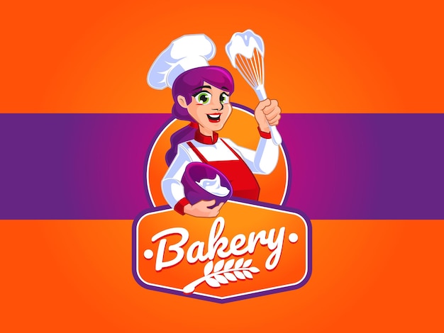 Logotipo de panadería con mascota chef