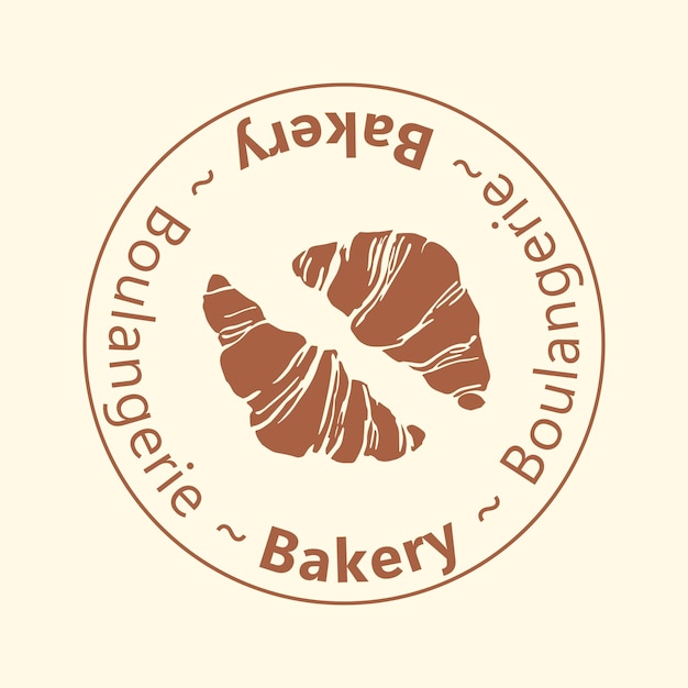 Vector el logotipo de la panadería, la pastelería, los productos horneados, los elementos de diseño del paquete, los croissants y el cartel.
