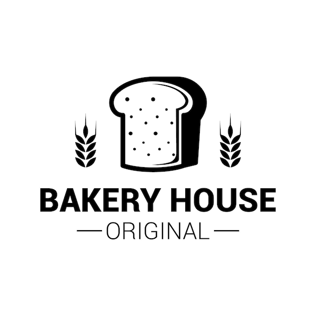 Logotipo de la panadería con rebanada de pan y tallos de trigo