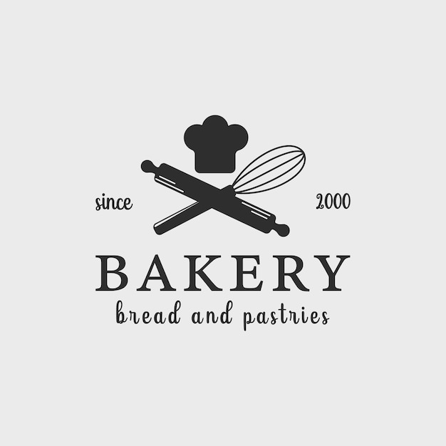 logotipo de panadería vintage sencillo minimalista modelo de ilustración vectorial icono diseño gráfico