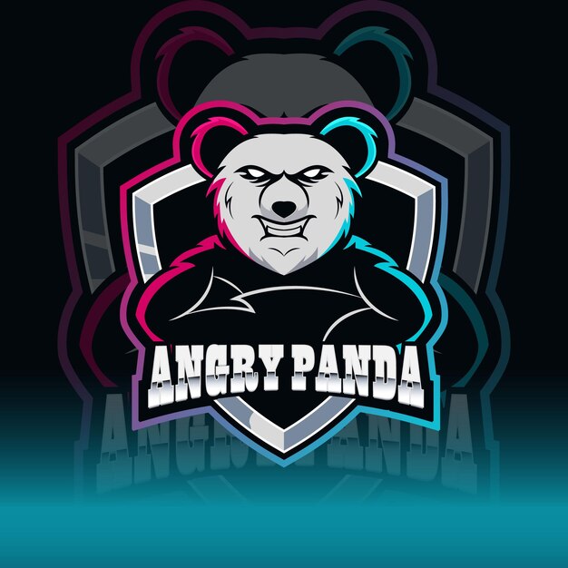 logotipo de panda enojado con un oso