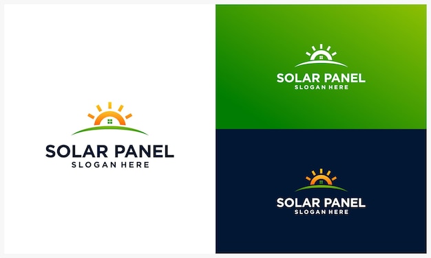 Vector logotipo de panel solar con plantilla de logotipo de energía solar de concepto de casa