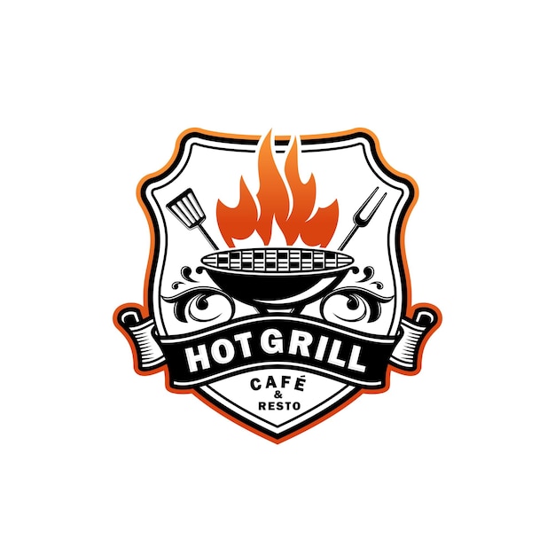 Logotipo de parrilla caliente