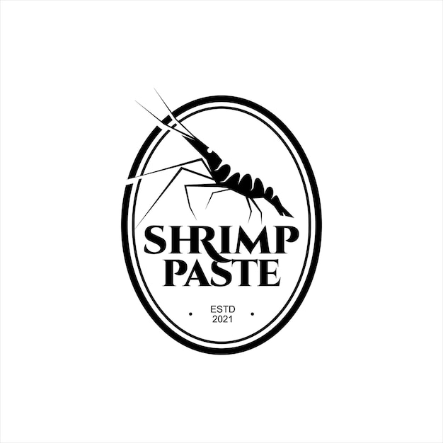 Logotipo de pasta de camarón Ingrediente de condimento de comida asiática tradicional Sabor de mariscos para etiqueta culinaria