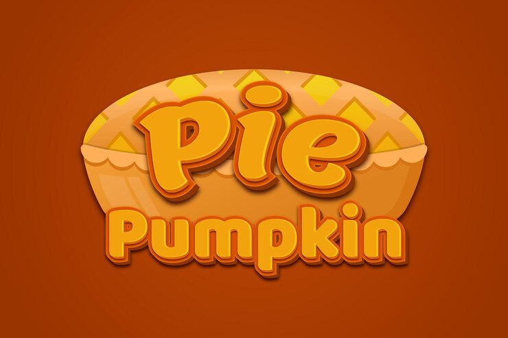 Vector logotipo de pastel de calabaza con efecto de texto editable