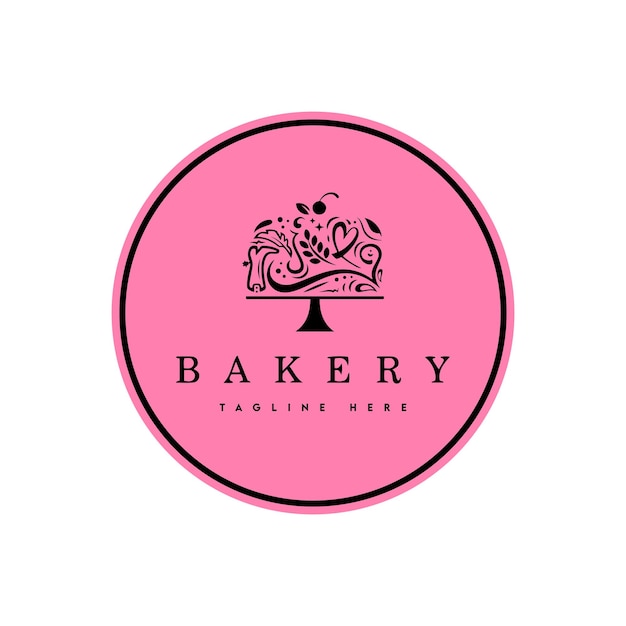 El logotipo del pastel dulce, el logotipo de la pastelera, el logo de la panadería, el vector del logotipo, la plantilla del logotipo.