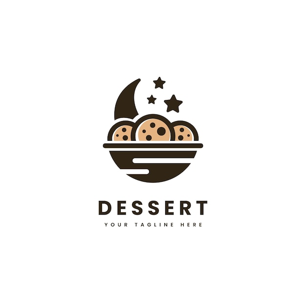 Logotipo de pastel de postre con estilo minimalista Vector de silueta de pastel dulce Apto para logotipos de pasteles dulces de postre o bocadillos