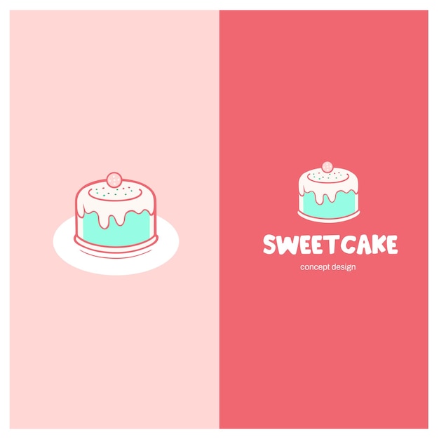 Logotipo de pastel vectorial, logotipo de pastel dulce, logotipo de tienda de pasteles, logotipo de panadería de pasteles, plantilla de logotipo vectorial