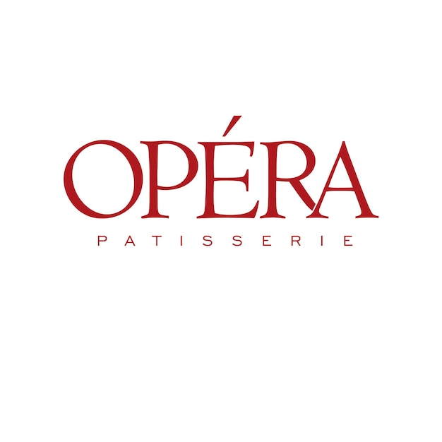 Un logotipo para pastelería de ópera que es rojo.