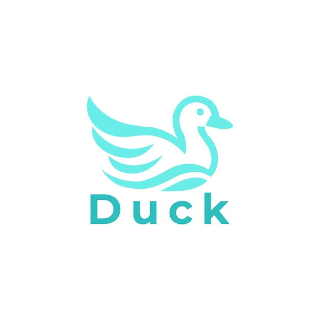 un logotipo de pato azul sobre un fondo blanco