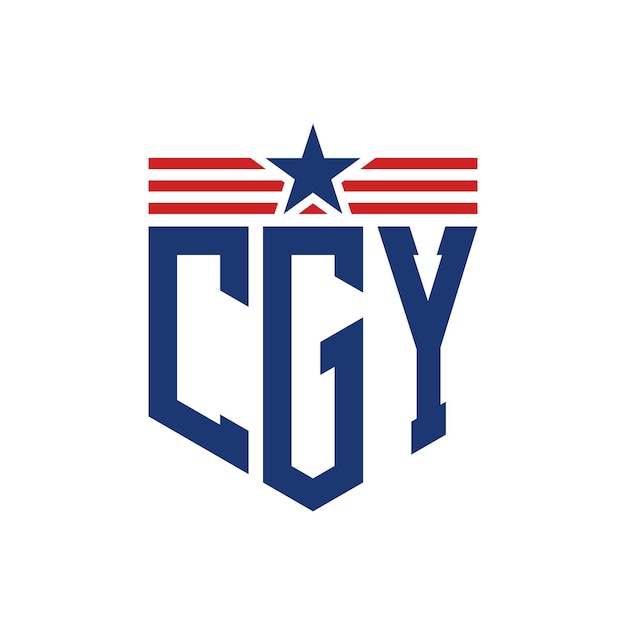 El logotipo patriótico de CGY con estrella y correas de bandera estadounidense, la letra CGY con bandera de los Estados Unidos.