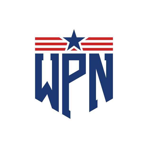 El logotipo patriótico de WPN con la estrella y las correas de la bandera estadounidense