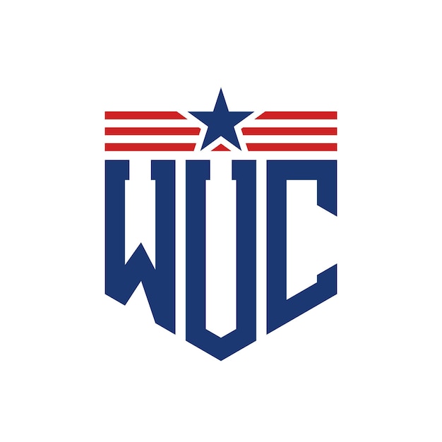 El logotipo patriótico de la WUC con la estrella y las correas de la bandera estadounidense.