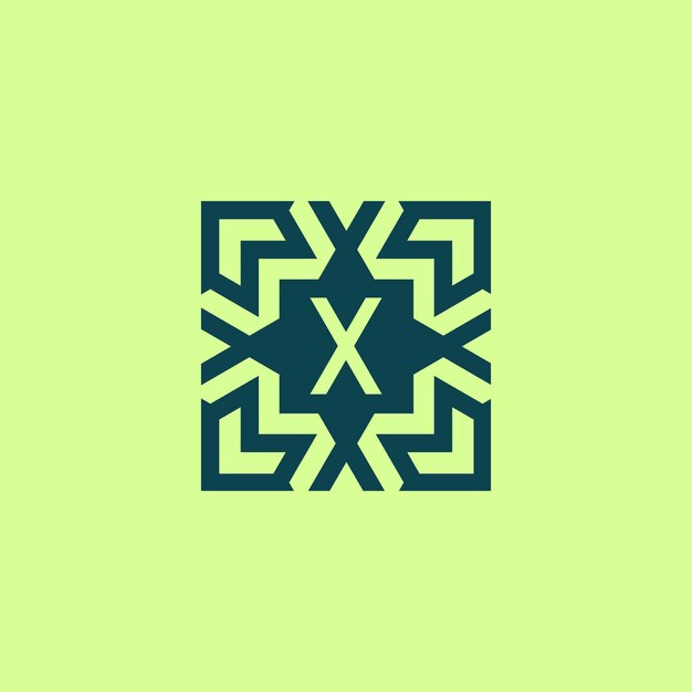 Logotipo de patrón abstracto cuadrado letra inicial X