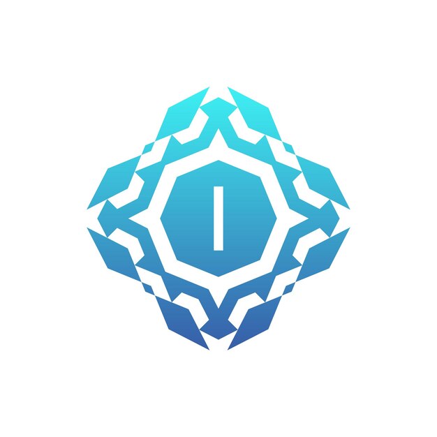 Logotipo de patrón cuadrado decorativo ornamental letra inicial I