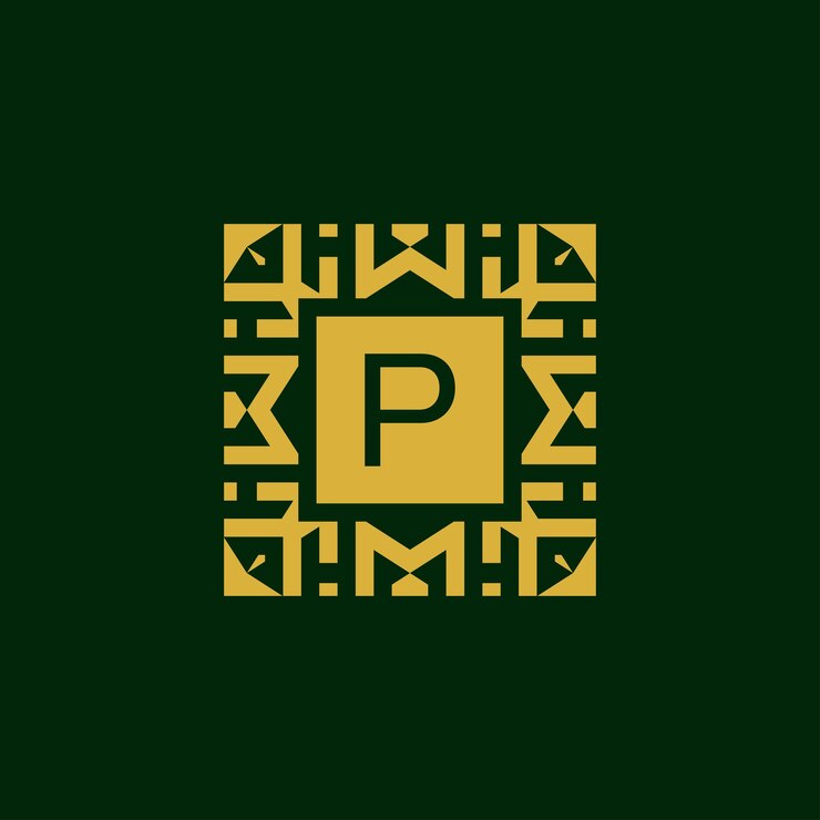 Vector logotipo de patrón de tecnología de estrella moderna letra inicial p