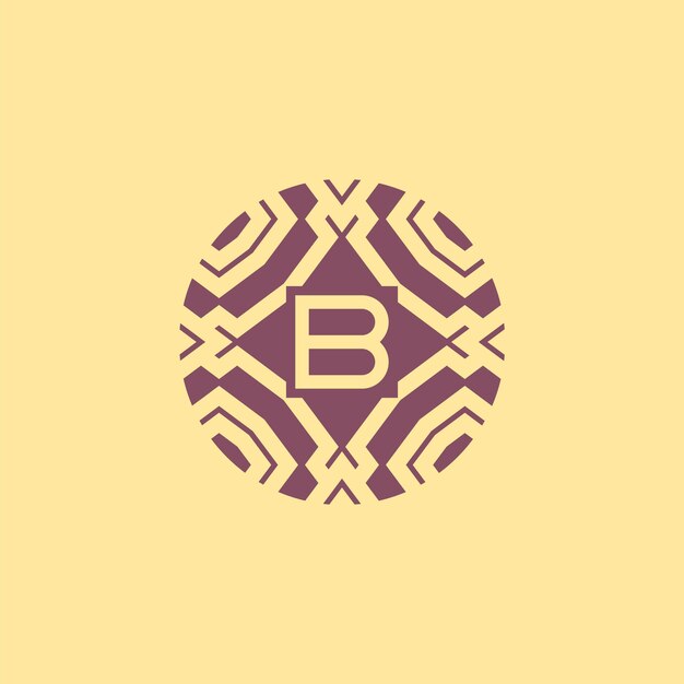 Logotipo de patrón de tribu único de marco de círculo de letra inicial B