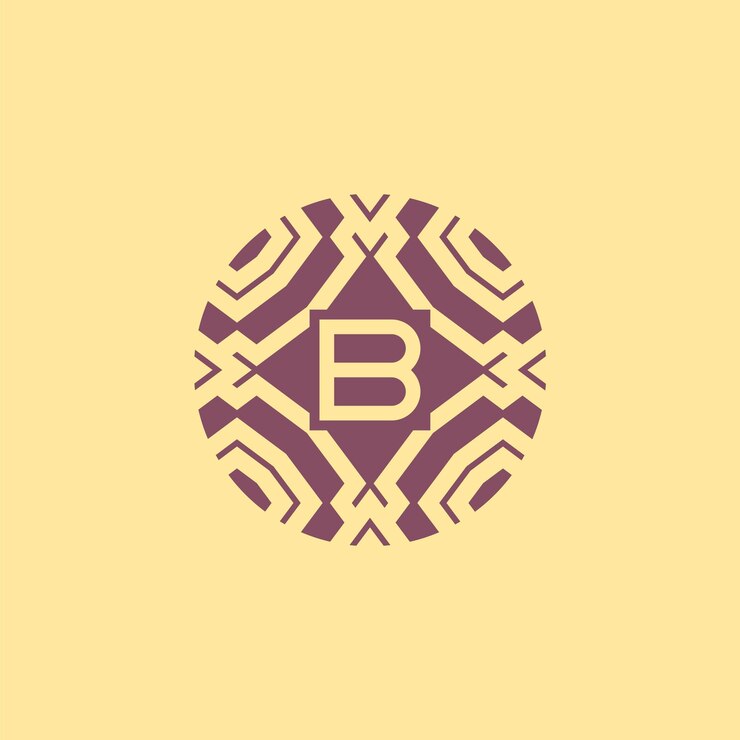 Vector logotipo de patrón de tribu único de marco de círculo de letra inicial b